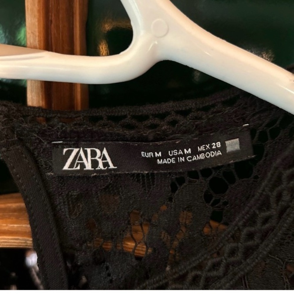 Zara Elegant Black Lace Sleeve Dress - Picture 4 of 8